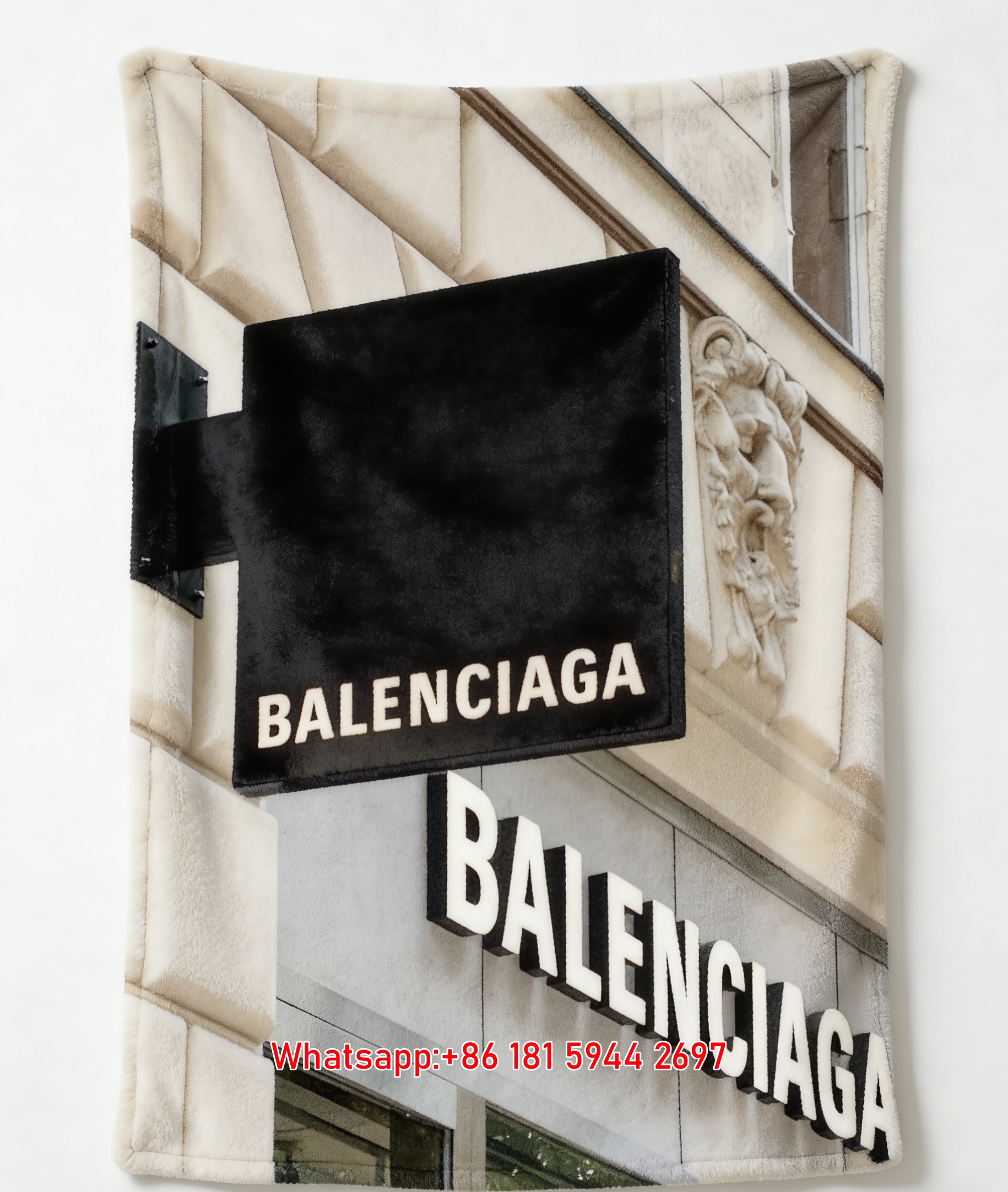 Balenciaga Storefront Print Flannel Sofa Throw Blanket Premium Couch Cover BA374